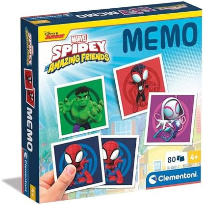 Jogo Educativo Clementoni Memo Marvel Homem-Aranha e seus Incríveis Amigos 80 Peças - Jogo para Crianças a partir de 4 Anos, Jogo de Cartas de Aprendizagem, Aprendendo Raciocínio Lógico, 2 Jogadores, Presente para Meninos, Fabricado na Itália, 18304