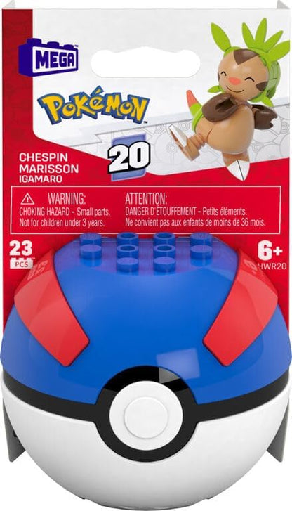 Mega Kit de Montar Pokémon Chespin, Figura de Ação Articulada (23 Peças), HWR20