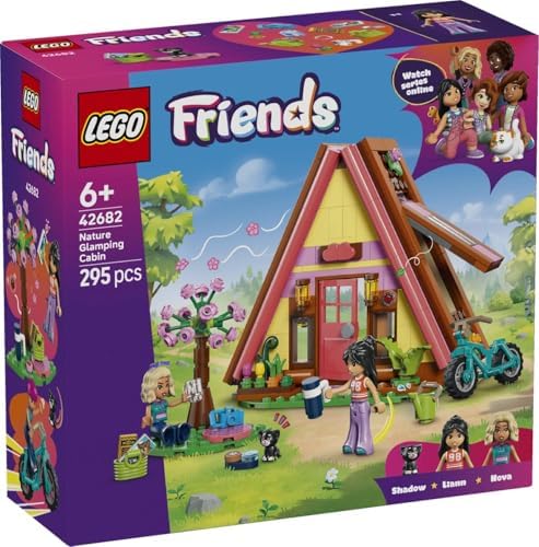 Cabana de Glamping LEGO Friends na Natureza - Casa em Miniatura com 2 Mini Bonecas, Figura de Gato e Acessórios, incluindo Camas e Comida - Presente de Aniversário para Meninas a partir de 6 Anos - 42682