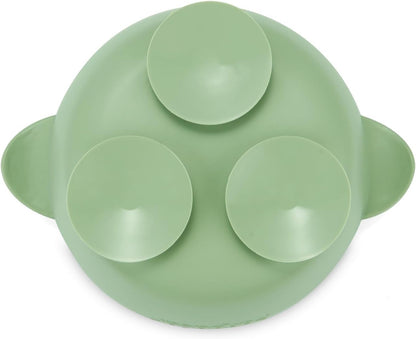PandaEar Conjunto de 3 Tigelas de Silicone com Ventosa para Bebês, que Mantêm a Alimentação Firme, Ideais para a Introdução Alimentar de Bebês e Crianças Pequenas, Livres de BPA - Azul/Verde/Marrom
