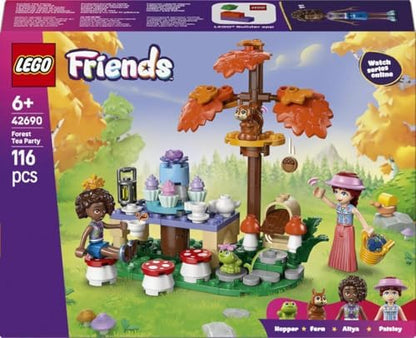 LEGO Friends Festa do Chá na Floresta - Conjunto de Interpretação de Papéis com 2 Mini Bonecas, 3 Figuras de Animais e Acessórios de Comida de Brinquedo - Ideia de Presente de Aniversário para Meninas a partir de 6 Anos - 42690