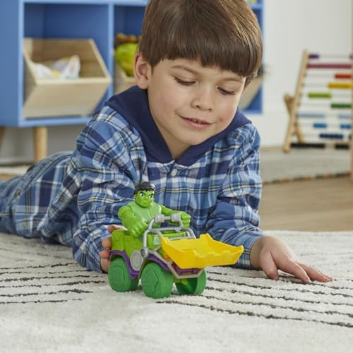 Homem-Aranha e seus amigos incríveis - Conjunto de brinquedo Marvel Hulk Smash Truck para crianças, figura de ação interativa, verde