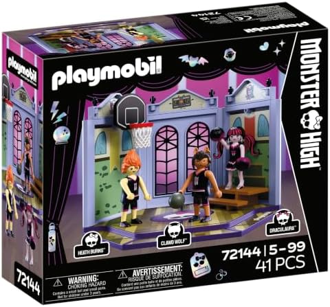 Playmobil | Monster High™ | Quadra de Casketball Monster High | Conjunto de Ginásio Esportivo com Draculaura, Clawd Wolf, Heath Burns e Ação de Basquete | Para Fãs a Partir de 5 Anos | 72144