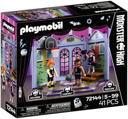 Playmobil | Monster High™ | Quadra de Casketball Monster High | Conjunto de Ginásio Esportivo com Draculaura, Clawd Wolf, Heath Burns e Ação de Basquete | Para Fãs a Partir de 5 Anos | 72144
