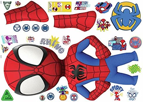 Adesivos de parede removíveis RoomMates RMK4924GM do Homem-Aranha e seus Incríveis Amigos, nas cores vermelho, amarelo, azul, verde, laranja e roxo.