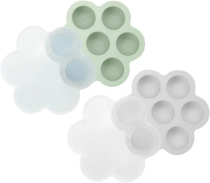 PandaEar Conjunto de 2 Bandejas de Silicone para Congelar Papinhas de Bebê com Tampas, Formas de Gelo para Papinhas de Bebê, Moldes de Silicone para Congelar, Recipiente para Armazenar Papinhas de Bebê,