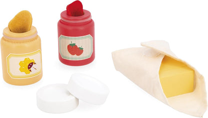 Janod - Torradeira de Madeira para Crianças - Jogo de Café da Manhã de Imitação - 10 Acessórios Inclusos - Com Torrada Saltitante - Desenvolve a Imaginação - A partir de 3 anos - J06636