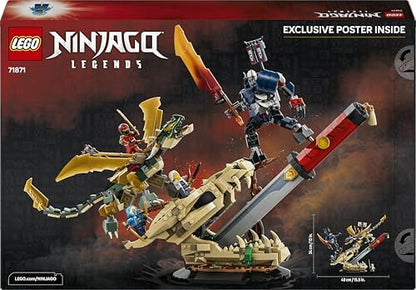 LEGO NINJAGO Batalha na Lâmina do Dragão - Brinquedo Ninja com Dragão, Figura de Ação Mecânica e 4 Minifiguras com Katanas - Decoração para Quarto Infantil - Presente para Meninos e Fãs a partir de 9 Anos - 71871