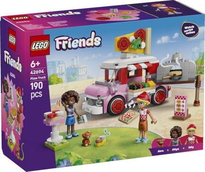 Caminhão de Pizza LEGO Friends - Conjunto de Interpretação de Papéis com 2 Mini Bonecas, Figura de Cachorro e Acessórios de Comida de Brinquedo - Ideia de Presente de Aniversário para Meninas a partir de 6 Anos - 42694