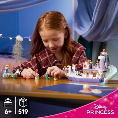 LEGO | Barco de Casamento Real da Princesa Ariel da Disney - Conjunto da Pequena Sereia com 7 figuras, incluindo Ariel e Vanessa - Decoração para quarto infantil - Presente para meninas e fãs a partir de 6 anos - 43299