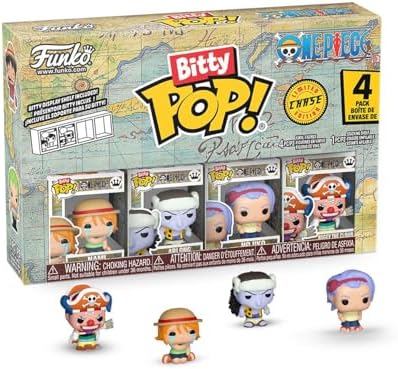 Funko Bitty Pop! One Piece - Nami - Pacote com 4 - 1/6 de chance de encontrar a variante rara Chase e uma mini figura surpresa - Colecionável de 2,2 cm - Inclui suporte expositor empilhável - Ótima ideia para presente