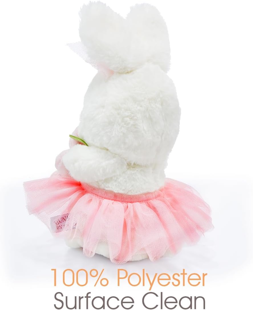 BUNNIES BY THE BAY Coelhinho de Pelúcia Blossom Bunny da Bichinho de Pelúcia Super Macio com Tutu Rosa e Flor de Veludo | 24cm de Altura | Brinquedo de Pelúcia | Brinquedo para Bebês desde o Nascimento