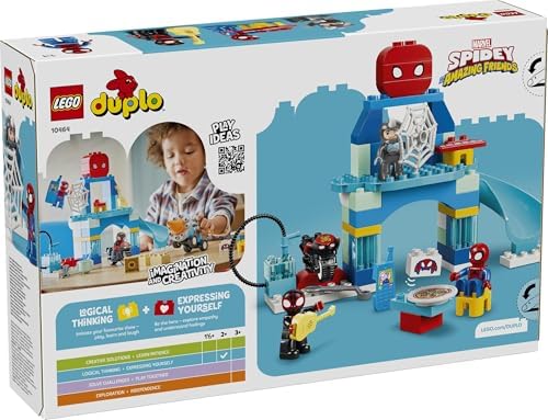 LEGO DUPLO Marvel Team Spidey Webquarters - Brinquedo Educativo para Desenvolvimento da Coordenação Motora em Crianças - Conjunto Montessori - Presente para Meninos a partir de 2 Anos e Fãs do Homem-Aranha e seus Incríveis Amigos - 10464
