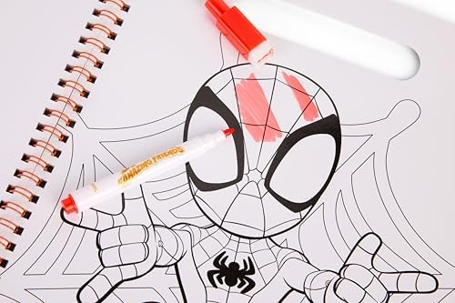Livro de Atividades Apagável do Homem-Aranha | Livro de Colorir Apagável para Crianças a partir de 3 Anos | 40 Páginas com Temas do Homem-Aranha e Amigos | Brinquedo Educativo com 5 Canetas | Atividade para Meninos | Ideia de Presente para Pré-Escolares