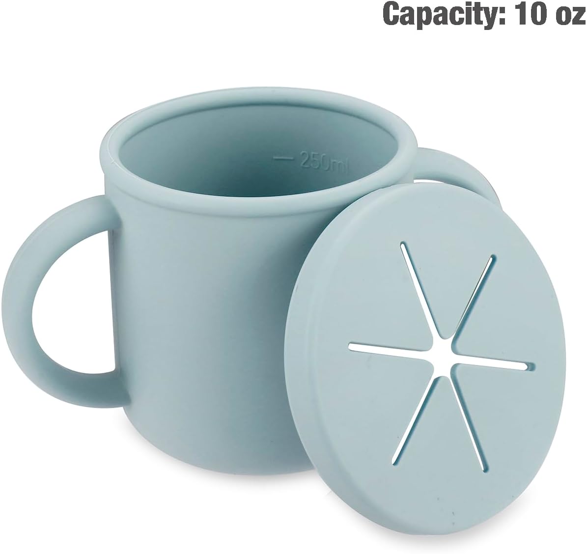 PandaEar Conjunto de alimentação para bebês em silicone | 2 pratos divididos com ventosas e 2 copinhos com 2 colheres e 2 garfos | Utensílios para alimentação independente para bebês (azul claro/verde claro)