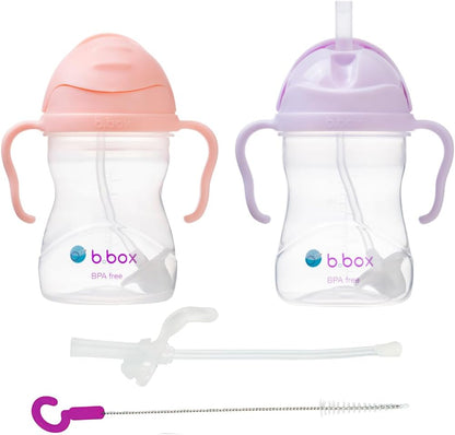 b.box Conjunto de 2 copos com canudo com canudo de substituição e escova de limpeza grátis | Copos com canudo para bebês e crianças a partir de 6 meses | Copo à prova de vazamentos e livre de BPA | Copo com canudo lavável na lava-louças