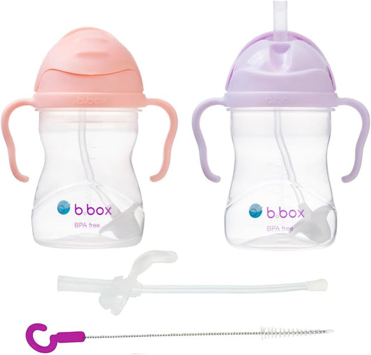 b.box Conjunto de 2 copos com canudo com canudo de substituição e escova de limpeza grátis | Copos com canudo para bebês e crianças a partir de 6 meses | Copo à prova de vazamentos e livre de BPA | Copo com canudo lavável na lava-louças