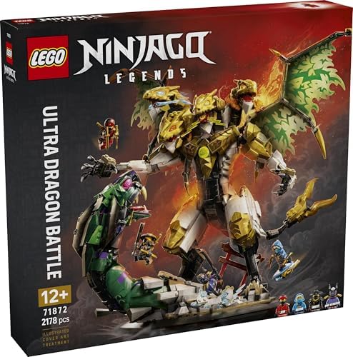 LEGO NINJAGO Ultra Dragon Battle Brinquedo - Figura de Ação de 4 Cabeças, Cobra e 4 Minifiguras com Katanas - Decoração para Quarto Infantil - Presente de Aniversário para Meninos a partir de 12 Anos e Fãs Adolescentes - 71872