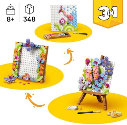 LEGO Creator 3 em 1 Brinquedo de Pintura Decorativa com Arte Floral - Kit de modelo 3D que se transforma em uma moldura ou desenho de flamingo - Decoração DIY para quarto infantil - Presente para meninas e meninos a partir de 8 anos - 31390