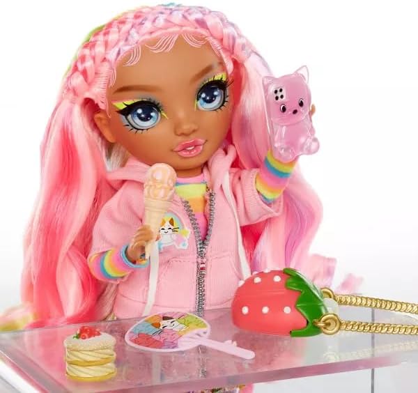 Rainbow High Sparkle and Shine - Rosetta (rosa) - Boneca fashion de 28 cm com brilhos líquidos nas pernas, agite para vê-los brilhar, para crianças de 4 a 12 anos