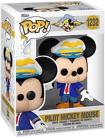 Funko Pop! Disney: Mickey Mouse Piloto - (Terno Azul) - Exclusivo da Amazon - Figura Colecionável de Vinil - Ideia de Presente - Produto Oficial - Brinquedos para Crianças e Adultos - Fãs de Filmes