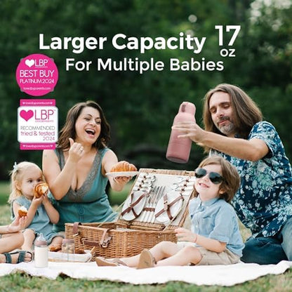 Aquecedor de Mamadeiras Portátil Momcozy para Viagem – Modos de Aquecimento Duplos para Leite Materno e Água, Aquecedor de Leite Portátil com Aquecimento Rápido e Bateria de Longa Duração, Grande Capacidade de 500 ml, Rosa