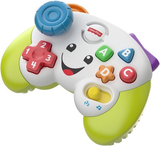 Fisher-Price Controle de jogo educativo e divertido para bebês e crianças pequenas, videogame de brinquedo com música e luz para bebês a partir de 6 meses, versão multilíngue.