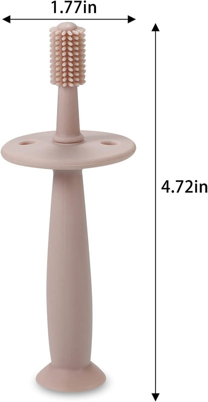 PandaEar Escova de Dentes de Silicone para Bebês, Conjunto com 3 Peças (Rosa + Azul) | Brinquedos de Dentição para Treinamento de Higiene Bucal para Bebês a partir de 3 Meses