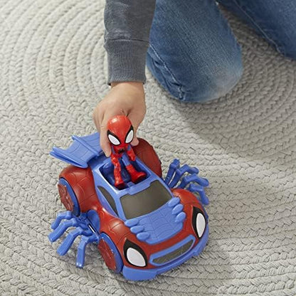 Homem-Aranha e seus amigos incríveis - Figura de ação Marvel Change 'N Go Web-Crawler e Homem-Aranha, veículo 2 em 1, figura de 10 cm, para crianças a partir de 3 anos