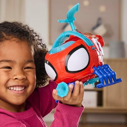 Marvel Homem-Aranha e Seus Incríveis Amigos Equipe Helicóptero do Homem-Aranha, Figura de Ação e Veículo de Brinquedo de 7,6 cm (3 polegadas) com Projétil, Brinquedos de Super-Heróis, Idade 3+