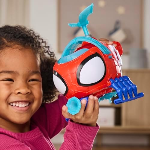Marvel Homem-Aranha e Seus Incríveis Amigos Equipe Helicóptero do Homem-Aranha, Figura de Ação e Veículo de Brinquedo de 7,6 cm (3 polegadas) com Projétil, Brinquedos de Super-Heróis, Idade 3+