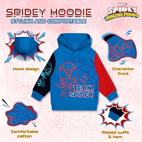 Moletom com Capuz Marvel Homem-Aranha e Seus Incríveis Amigos para Meninos – Moletom com Capuz Aranha Fantasma – 100% Algodão – Tamanhos de 2 a 8 Anos para Jovens Fãs de Super-Heróis