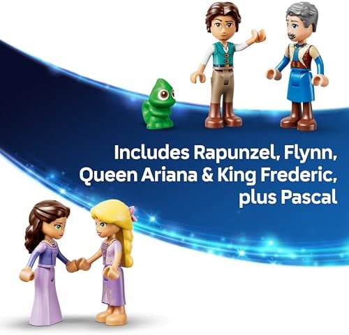 LEGO | Castelo da Rapunzel da Disney - Modelo de Exibição com 4 Mini Bonecas, Figura do Pascal e Acessórios - Presente de Aniversário para Meninas a partir de 6 Anos e Fãs do Filme Enrolados - 43297