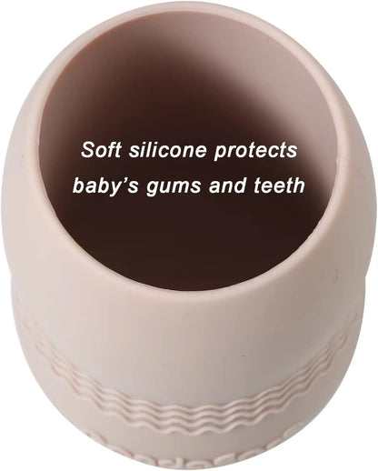 PandaEar (Pacote com 2 Copos de Treinamento para Bebês e Crianças Pequenas, Copo de Água Antivazamento, 100% Silicone, Copo de Treinamento para Beber para Bebês e Crianças Pequenas (Rosa/Cinza)