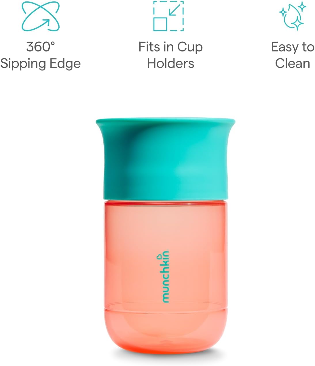 Munchkin Copo Aberto Control Flow | 18m+ | Copo 2 em 1 | 296 ml | Coral