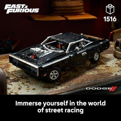 LEGO Technic Velozes e Furiosos Dodge Charger R/T - Kit de Modelo de Carro para Adultos - Conjunto STEM Colecionável com Motor V8 e Suspensão - Presente Nostálgico para Fãs do Filme - 42231