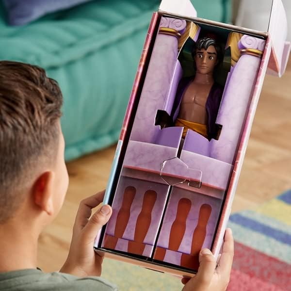 Disney Boneco Clássico Aladdin Store 32 cm – Braços, pernas e cabeça articulados, colete de cetim e faixa dourada