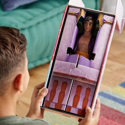 Disney Boneco Clássico Aladdin Store 32 cm – Braços, pernas e cabeça articulados, colete de cetim e faixa dourada