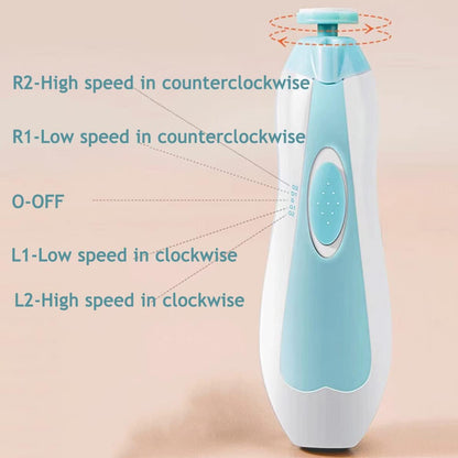 PandaEar Aparador de Unhas Elétrico para Bebês, Kit com 6 Lixas de Reposição Extras (Azul)