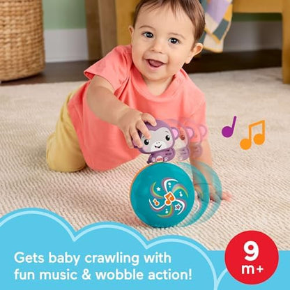 Fisher-Price Brinquedo Baby: Macaco Roxo Musical para Engatinhar, Atividade Estimulante para Bebês a partir de 9 Meses, JLB95