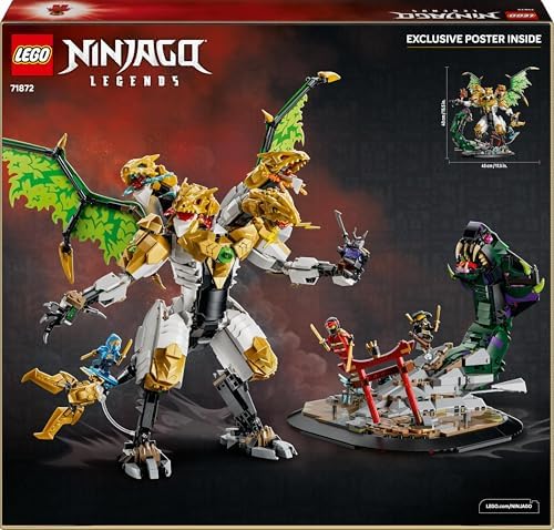 LEGO NINJAGO Ultra Dragon Battle Brinquedo - Figura de Ação de 4 Cabeças, Cobra e 4 Minifiguras com Katanas - Decoração para Quarto Infantil - Presente de Aniversário para Meninos a partir de 12 Anos e Fãs Adolescentes - 71872