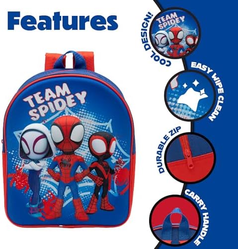 Mochila Infantil 3D do Homem-Aranha e Seus Incríveis Amigos da Marvel - Mochila Escolar Infantil do Homem-Aranha