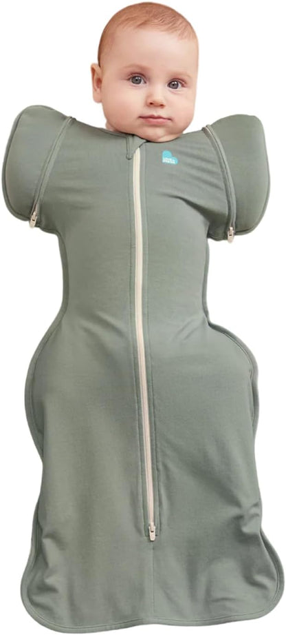 Love To Dream™ Saco de Transição Swaddle UP™, Grande (8–11,5 kg) – Verde Oliva Escuro | Ajuste Perfeito com Abas Removíveis | 1.0 Tog | Ideal para Primavera e Verão (20–24 °C) | Algodão Lavável à Máquina e Zíper Duplo