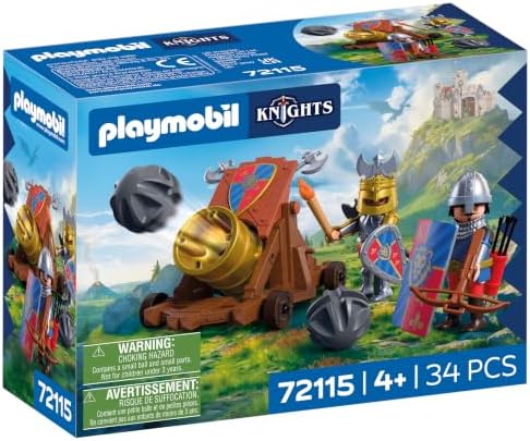 Playmobil | Cavaleiros | Guerreiros do Leão com Canhão de Batalha | Canhão com 2 Figuras e Função de Disparo | Brinquedo para Crianças a partir de 4 Anos | 72115