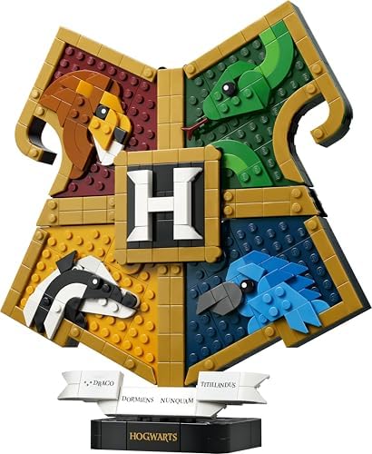 LEGO Harry Potter Brasão das Casas de Hogwarts - Modelo de Arte de Parede 3D com Animais - Decoração para Quarto Infantil - Ideia de Presente de Aniversário para Fãs Adolescentes e Meninas a partir de 12 Anos - 76462