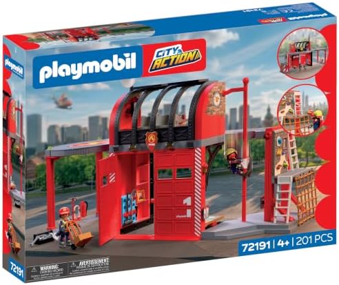 Playmobil | City Action | Grande Quartel de Bombeiros | Estação de Emergência de Vários Andares com Centro de Comando, Barra de Deslizamento, Área de Treinamento e Muitos Acessórios | Para Crianças a Partir de 4 Anos | 72191