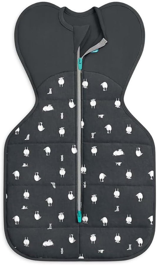 Love To Dream™ Swaddle UP™, Médio 6-8,5 kg - Lamb's Best Friend Carvão | Ajuste perfeito, promove um sono saudável | 2,5 Tog Ideal para o inverno e outono (16–20 °C) | Algodão e lã orgânicos, lavável à máquina