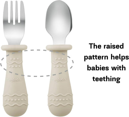 PandaEar Conjunto de 2 Pratos com Ventosa para Bebê , com Colheres e Garfos de Aço Inoxidável, Pratos de Silicone para Crianças, Prato Dividido Inquebrável com Ventosa, Antiderrapante, Livre de BPA