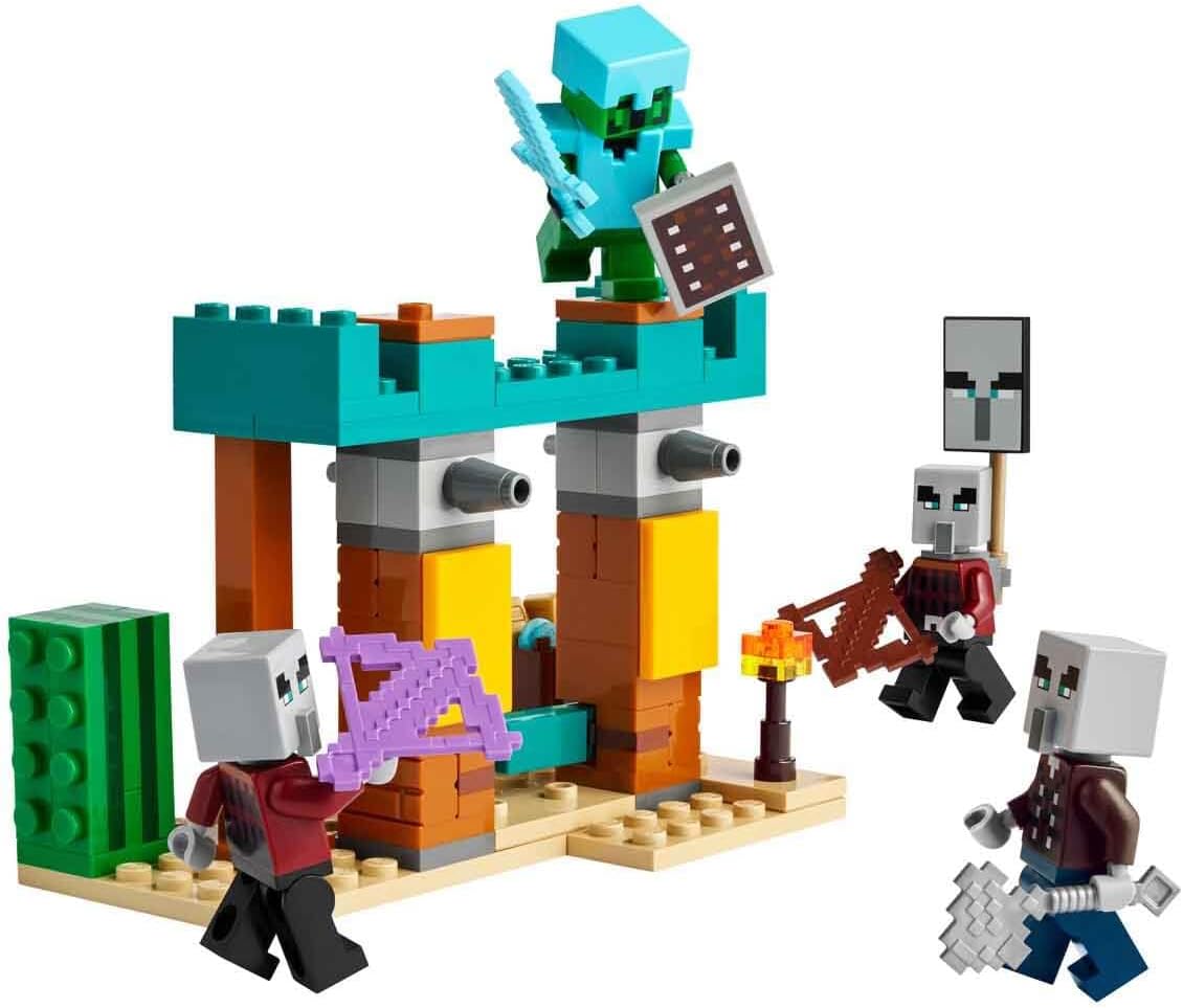 LEGO Minecraft The Illager Desert Patrol Set - Brinquedo de construção apresenta figuras de Pillager, Vindicator e Cactus Knight para brincadeiras de simulação - Presente de aniversário para meninos e meninas com mais de 7 anos