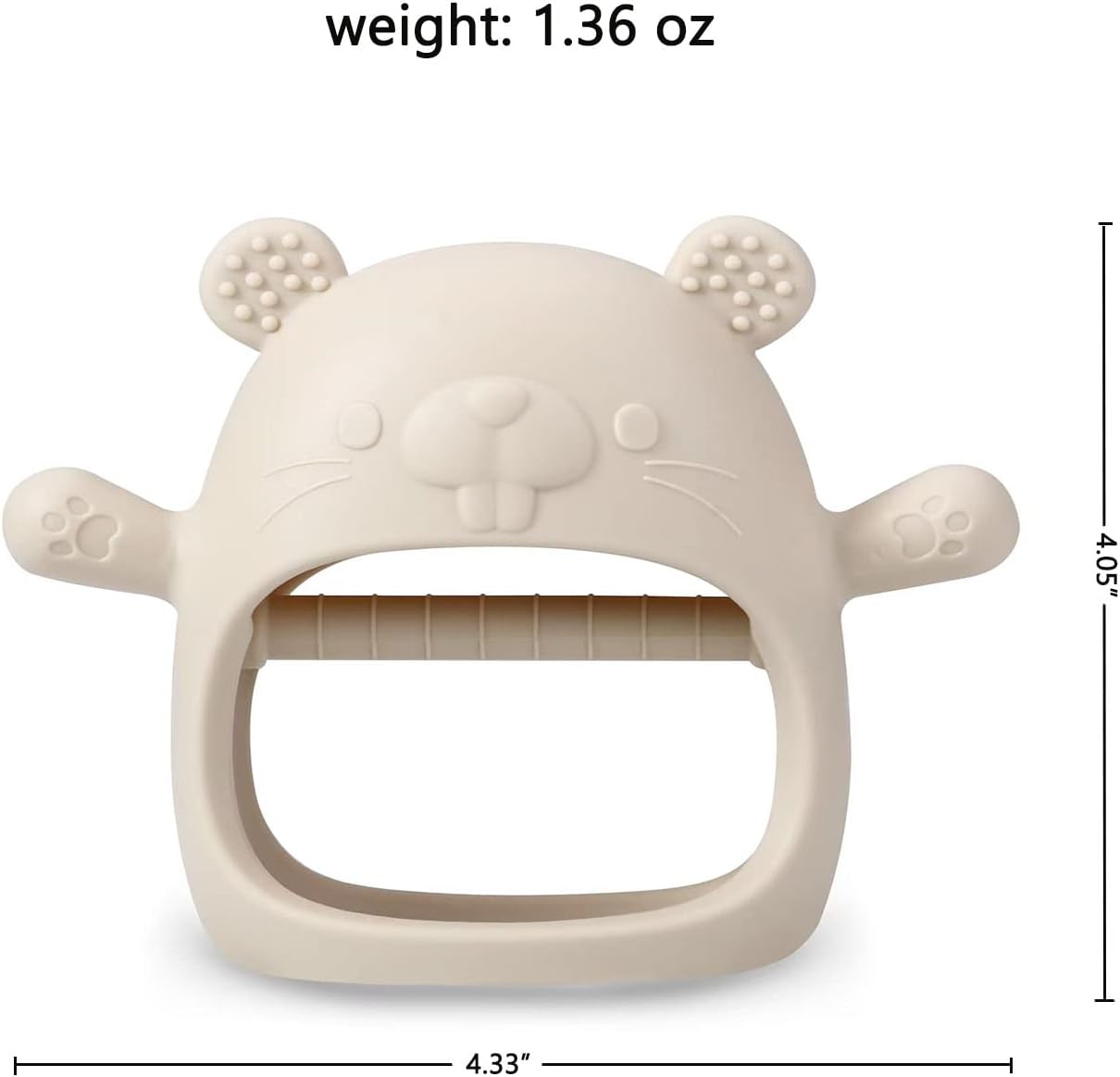 PandaEar Conjunto de 2 mordedores de silicone | Luva mordedora e chupeta para aliviar a dor da dentição (Branco/Azul)